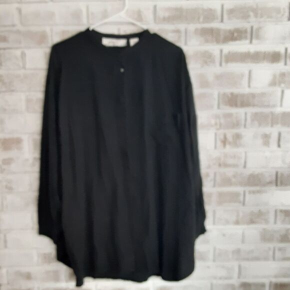 Vintage Katy D Tunic Top Mini Button up Retro Late 80s Early 90s Black Versatile - Picture 1 of 7